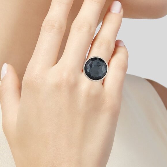 IPPOLITA DIAMOND 0.34 CTW & QUARTZ & HEMATINE SS DOUBLET STELLA COCKTAIL RING - Picture 8 of 8